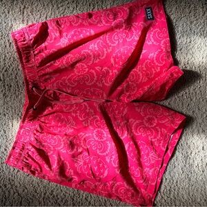 SAXX, Men’s Oh Buoy 2 in 1 Vibrant Pink/Red Athletic Shorts, Medium, with liner